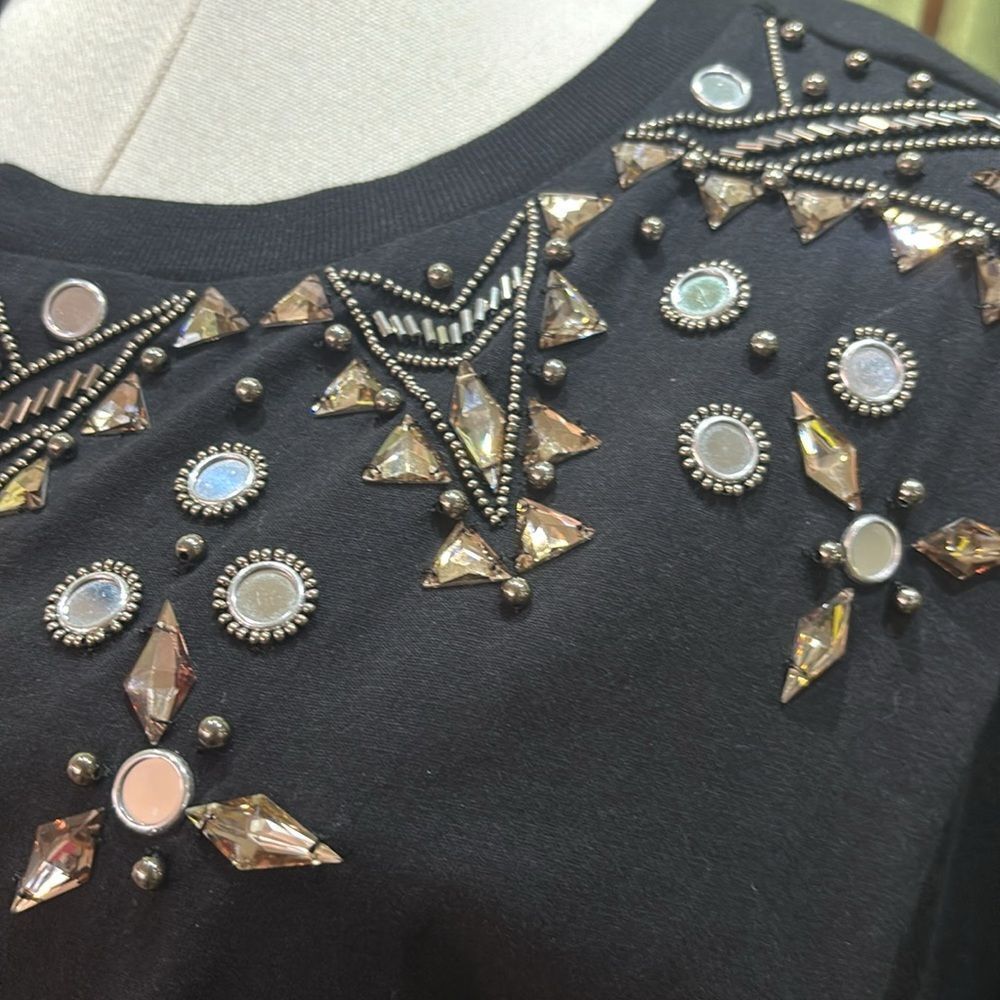 Sandro Embellished Black Top, S - Picture 8 of 11